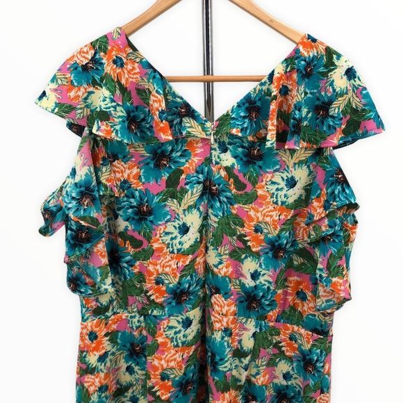 London Times Cold Shoulder Ruffle Floral Dress - Picture 7 of 13